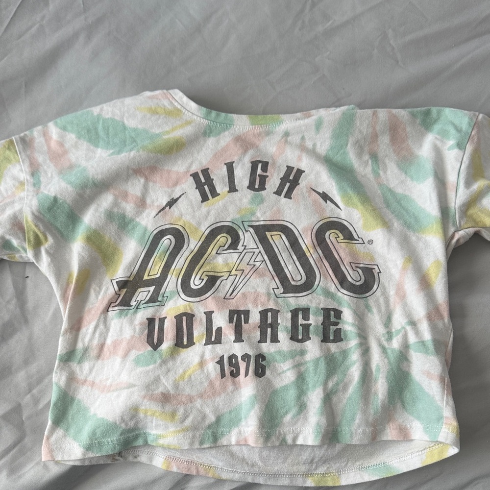 AC/DC Kids High Voltage Tie-Dye Crop Tee